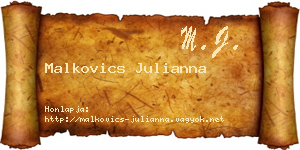 Malkovics Julianna névjegykártya